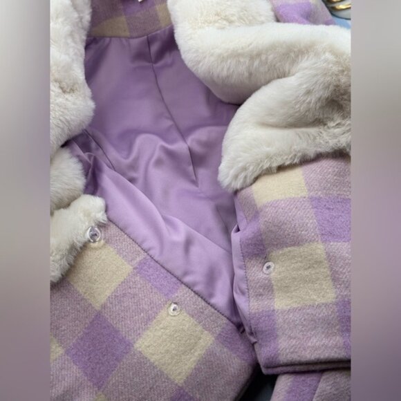🆕 LOVESHACKFANCY 🧿 NWOT Dumont Faux Fur Collared Jacket, Lavender - Sz XS - Picture 14 of 16